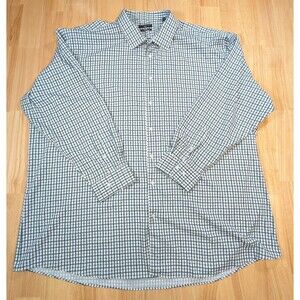 Shaquille O’Neal XLG Big Fit Cooling Stretch Button Down Shirt Green Plaid